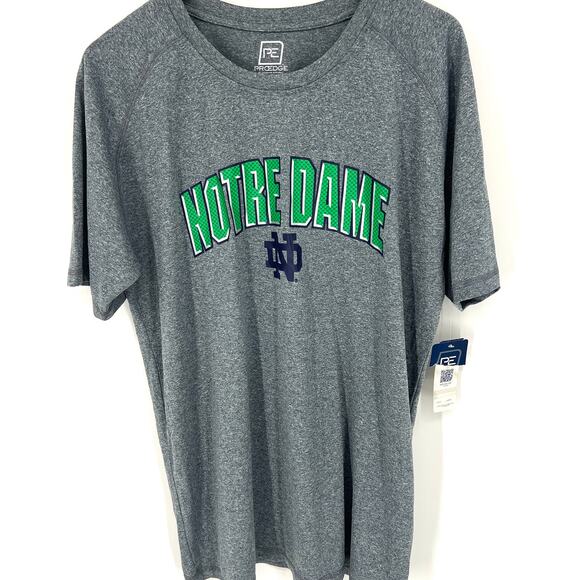 Pro edge NWT Mens University of Notre Dame Gray and Green Short Sleeve T Shirt L - Picture 1 of 9